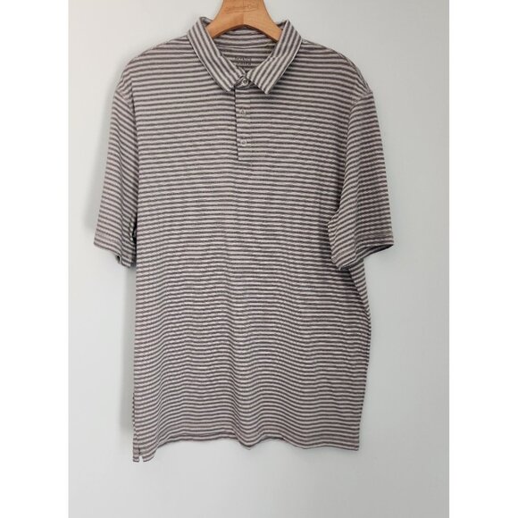 Berkley‎ & Jensen Polo Shirt Gray Striped Polyester Quick Dry Mens Large NWT NEW - Picture 2 of 8